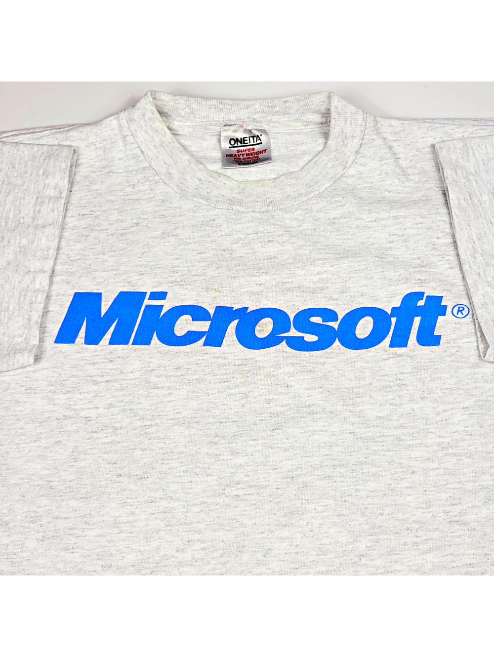 Vintage 90s Microsoft Graphic Tee Gray Mens L Oneita Tech